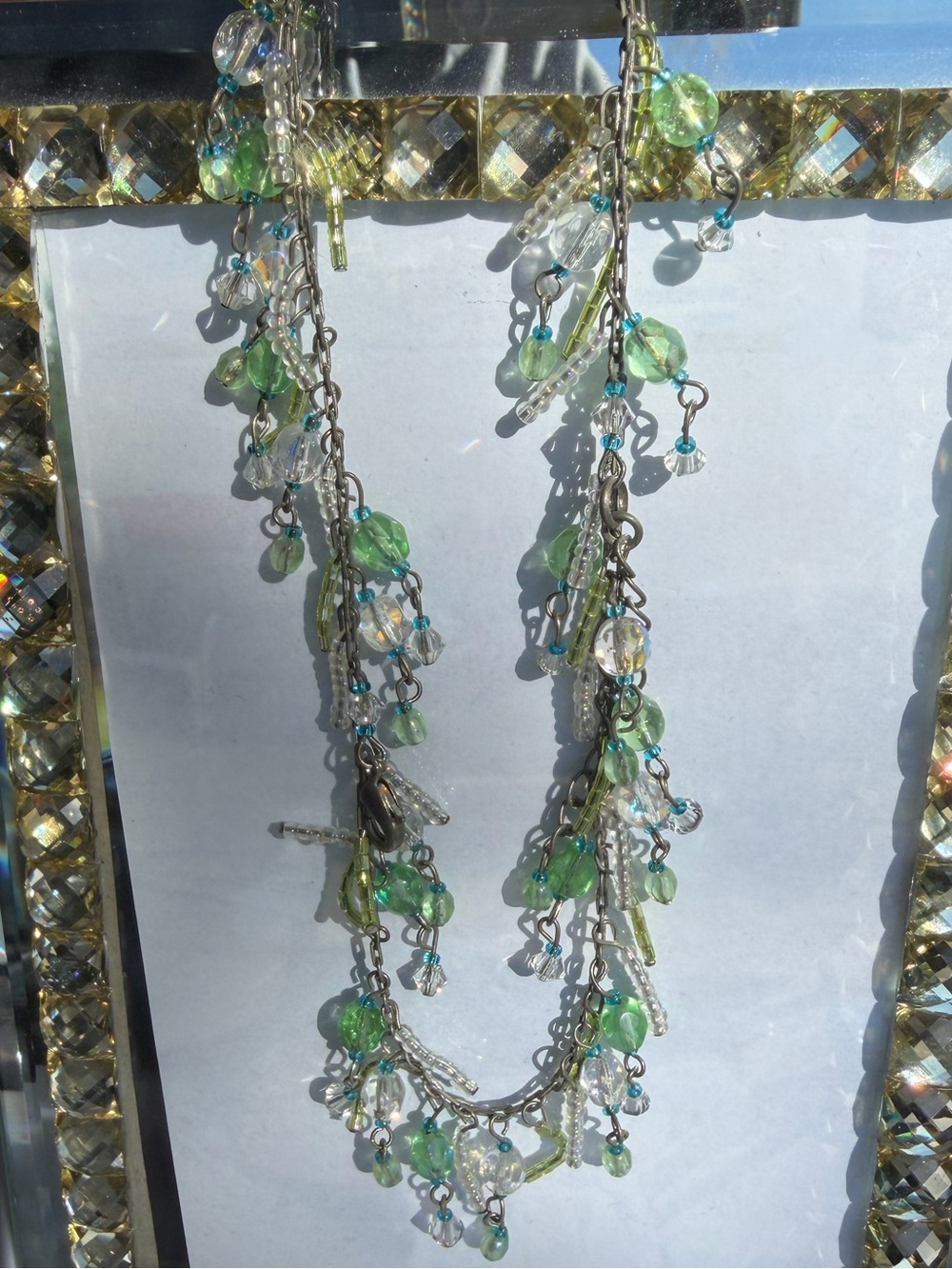 Green Beaded Cascade Ankle Bracelet - Elegant Women's Jewelry